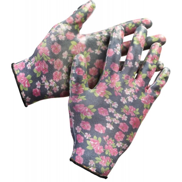Перчатки GRINDA садовые, прозрачное нитриловое покрытие, размер L-XL, черные 11297-XL